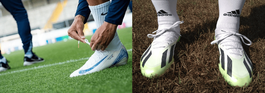 So sánh giày đá bóng Nike và Adidas 5